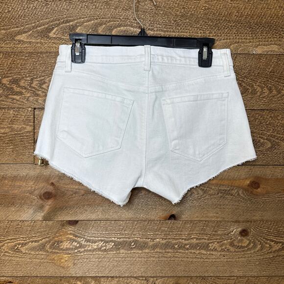 L'AGENCE Audrey Mid Rise White Denim Side Zipper Shorts Size 25 NWT - Picture 3 of 6
